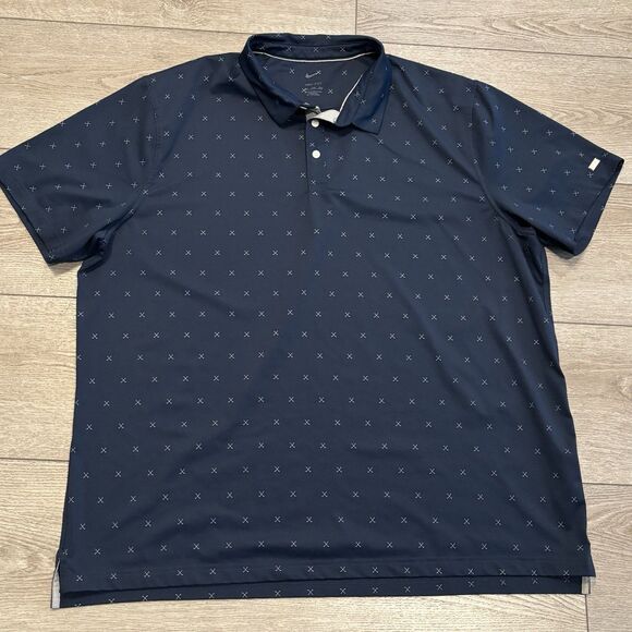 Nike Dri fit Golf Polo Shirt Mens XXL AOP Blue Golf Club Pattern Performance - Picture 2 of 8